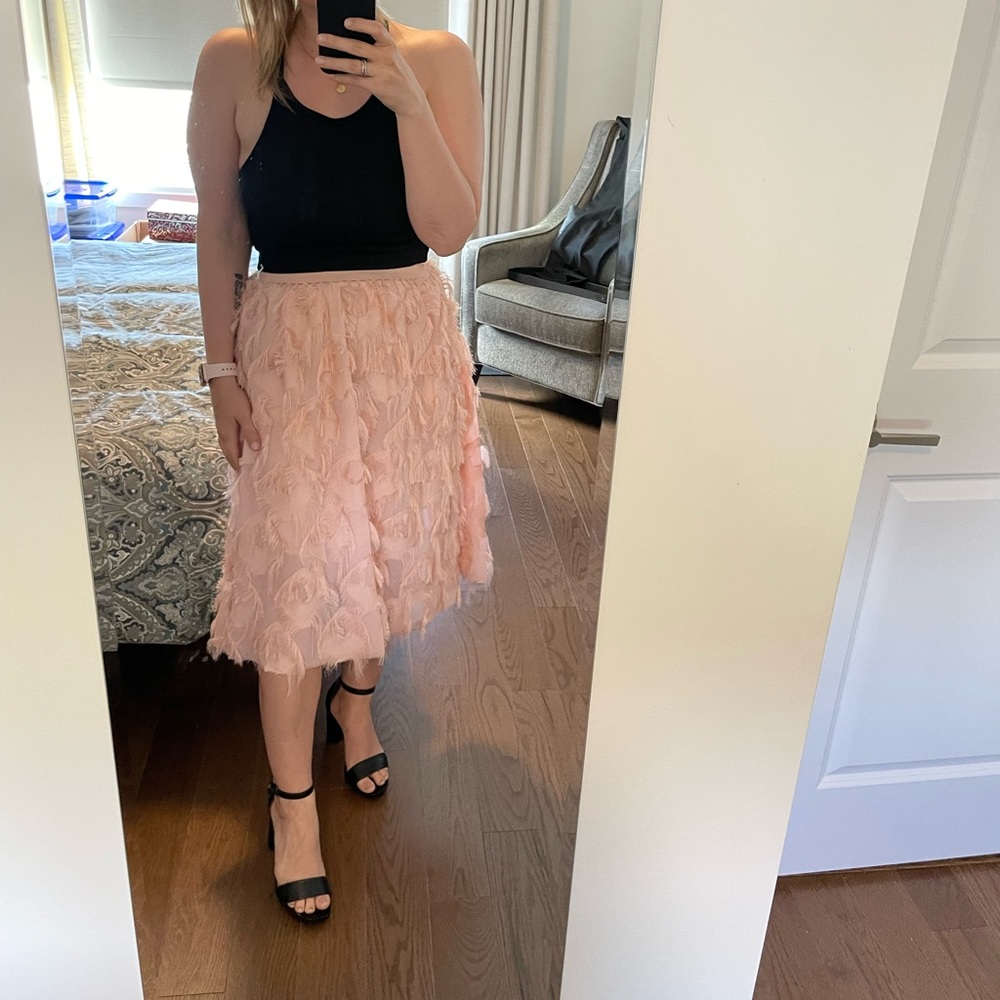 Feathered Midi Skirt